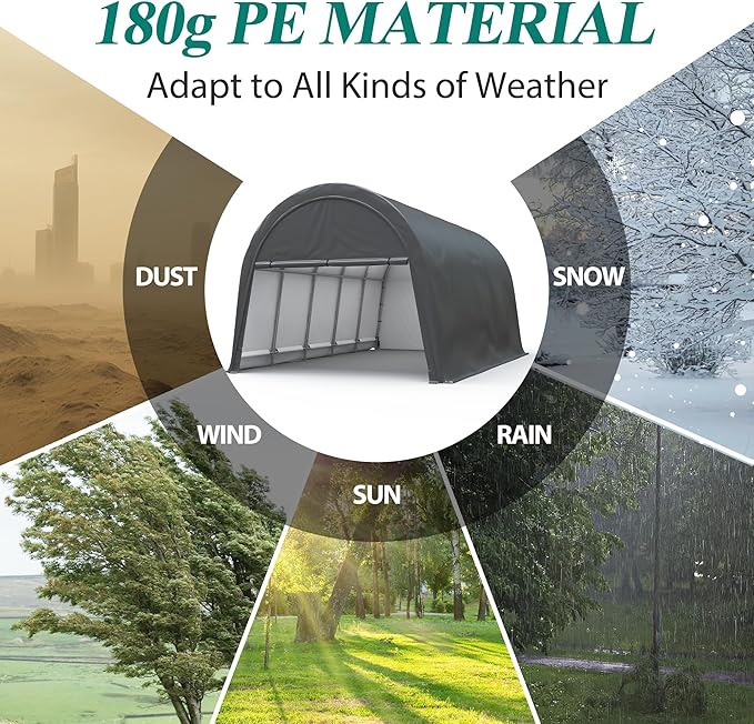 GARTOO Upgrade 12' x 20' Heavy Duty Carport - Extra Large Outdoor Shelter, Portable Garage for Truck Car Auto Motorcycle Boat Outdoor Events Party, Gray