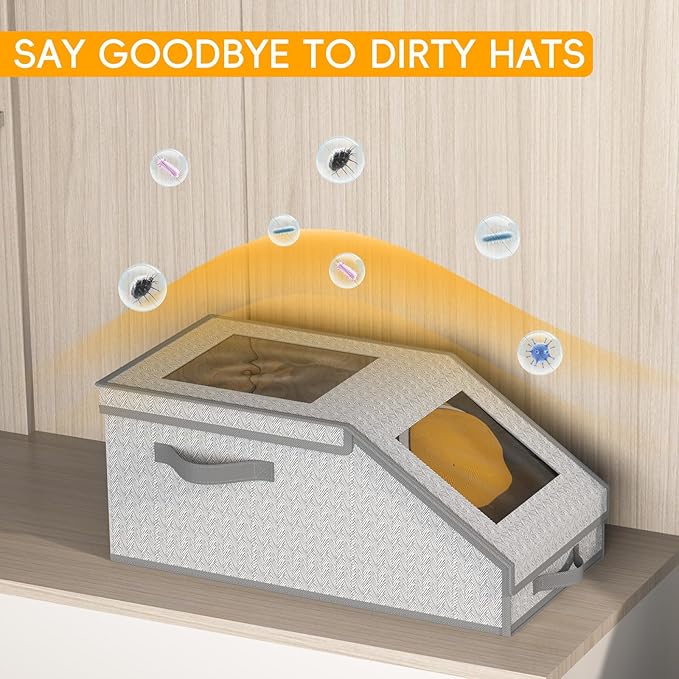 homyfort Hat Organizer for Baseball Caps, Holds up to 30 Caps,Stackable & Pull-out Closet Hat Storage Box with Sturdy Cardboard, Space-Saving Ball Cap Storage for Bedroom, Entryway, 2 Pack