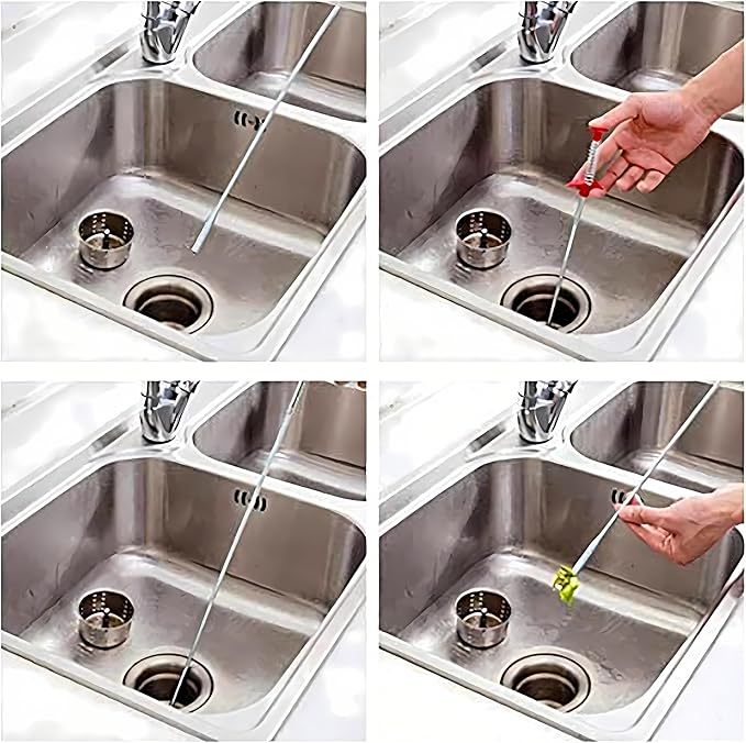 Drain Snake, Drain Clog Remover - Gutter Cleaning Tools Drain Cleaner for Toilet Sewer Shower Kitchen Bathroom Tub Clogged Drains Opener Cleaning Tool, Flexible Grabber Claw Pick Up Reacher (63 inch)