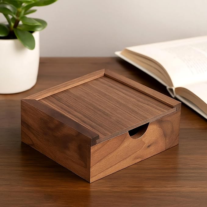 3.7" x 3.7" x 1.6" Walnut Jewelry Box for Rings, Earrings, Keepsakes | Wedding Gift, Elegant Present | Handcrafted Wood Box