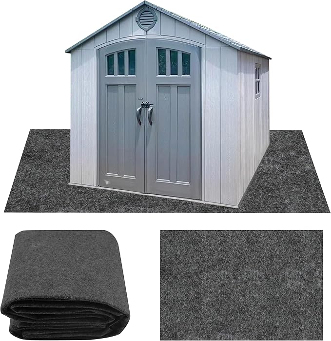 Ogrmar 8.2 x 10.2 FT Outdoor Storage Shed Mat, Waterproof Felt & PE Backing, Slip-Resistant, Durable & Easy to Clean, Gray