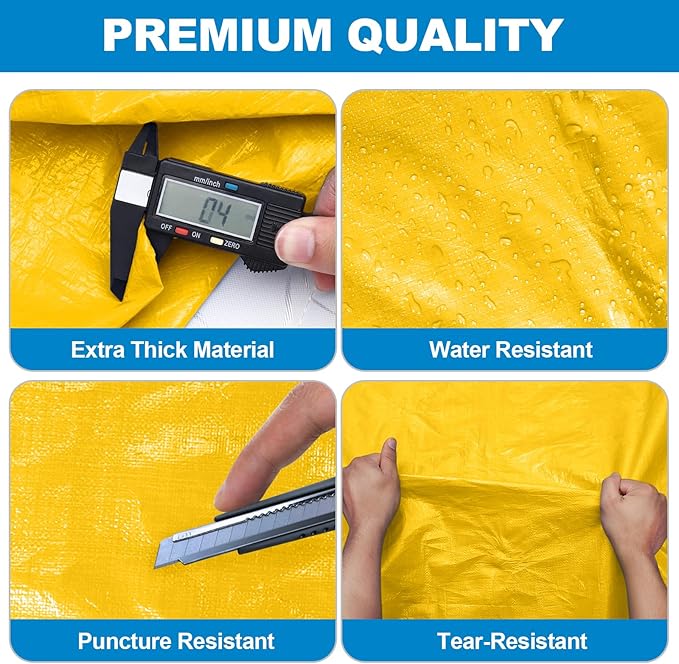 TICONN Mattress Bags for Moving, Heavy Duty Full Mattress Cover Storage Bag with Full-Around Handle and Adjustable Buckles (Yellow, Full)