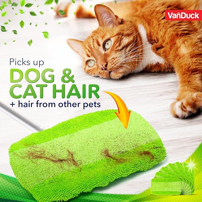 VanDuck Reusable Mop Pads Compatible with Swiffer Sweeper (4-Pack) - Washable Microfiber Mop Pads for Wet & Dry Use - All Purpose Floor Mopping and Cleaning Product
