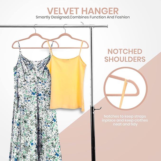 Utopia Home Velvet Hangers 50 Pack - Non-Slip Suit Hangers with 360 Degree Rotatable Hook - for Pants, Coats, Shirts & More (Pink)