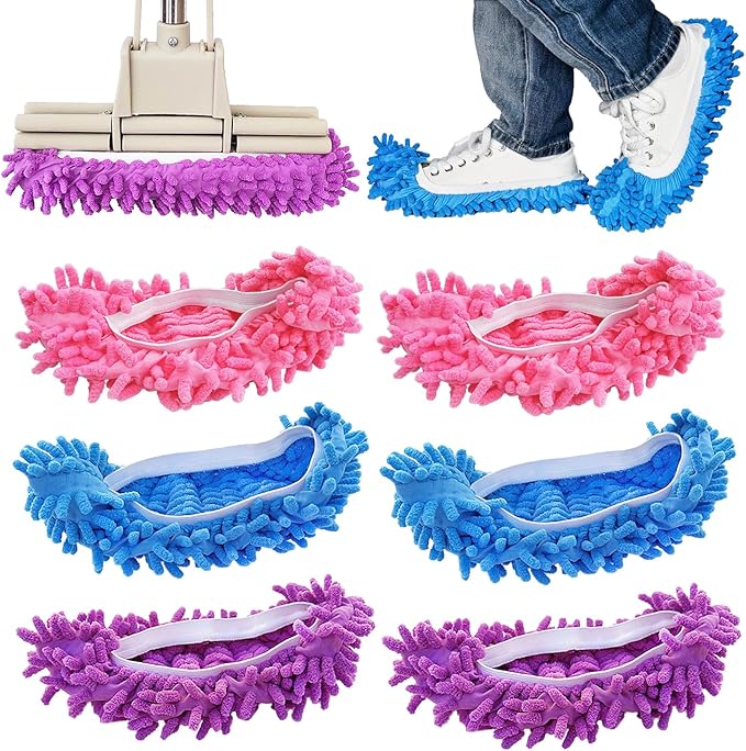 Mop Slippers Shoes 6 Pieces (3 Pairs), Microfiber Mopping Slippers for Floor Cleaning , Shoe Cover Duster Mopping Slippers, Floor Cleaning Tools