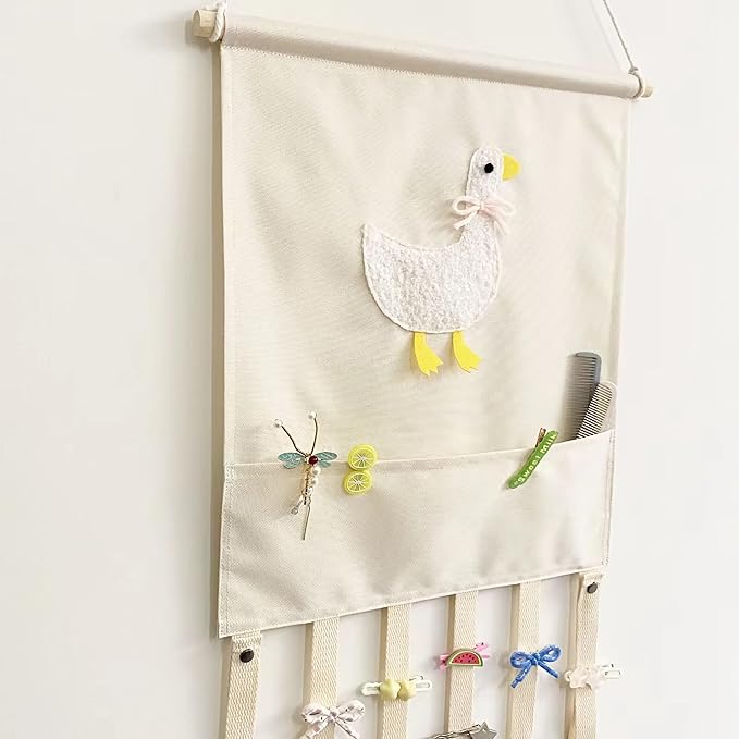 Hair bow organizer with Large Pocket for hair Accessories - Perfect for hair Ties, Clips, and claw clip organizer