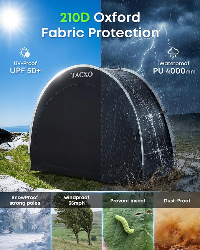 Bike Storage Shed Tent,Bike Cover Waterproof Outdoor Storage Shed with 210D Oxford Fabric PU4000 for 2-3Bikes,Portable Bicycle Shelter for Motorcycle,Garden Tools,Lawn Mower