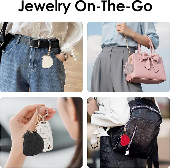 Jewelry Ring Holder Keychain – Portable Travel Gym Jewelry Storage Case for Rings Earrings Studs Necklace, Mini Jewelry Organizer Box Gym/Sports Jewelry Case (Jewelry Holder-Blue)