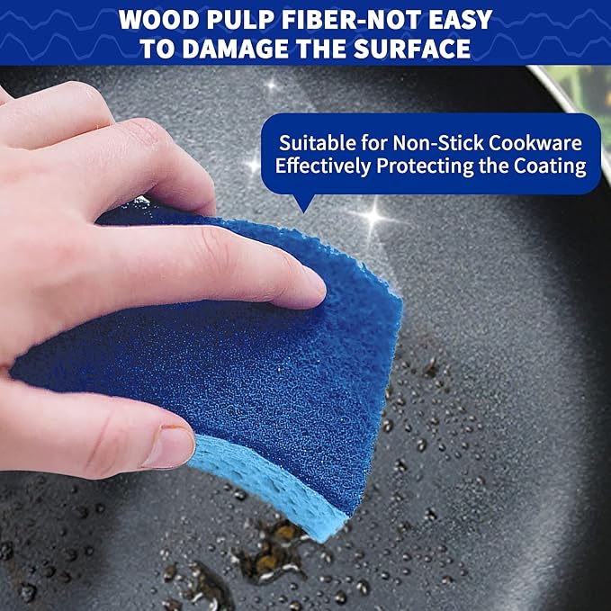 CELOX Non-Scratch Scrub Sponges, Washing Dishes and Cleaning Kitchen, 36 Pack, Blue