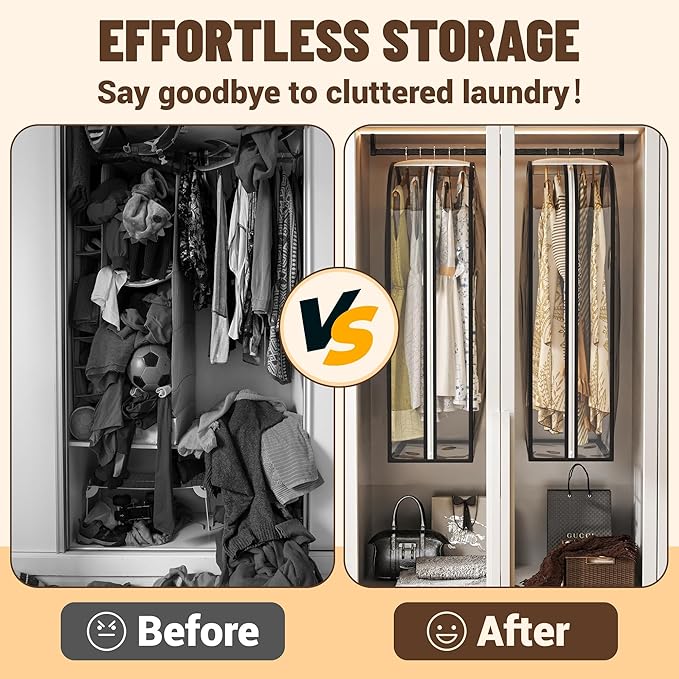 Garment Bags for Hanging Clothes 40” Long,Ultra Clear Suit Bags for Closet Storage, Moving Organization, Travel Covers with 10" Gussets for Coat, Dress, Shirt and Sweater - 3 PCS