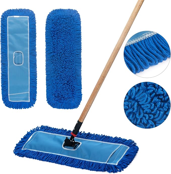 Matthew 36'' Microfiber Loop Dust Mop Washable Commercial&Residential Heavy Duty Mop Head Replacement Premium Absorbent Industrial Dust Mop Refill Pads for Hardwood, Office,Garage and Hotel -3Pack