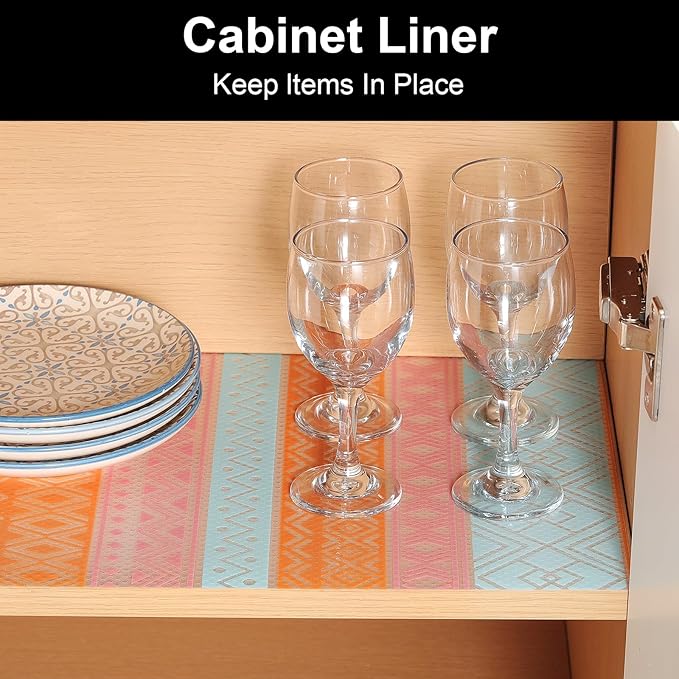 Cooyes Shelf Drawer and Cabinet Liner, Washable Oil-Proof Shelf Liners for Kitchen Cabinets, Shelves, Refrigerator, Non-Adhesive Drawers Mats（17.5" W x 360" L）