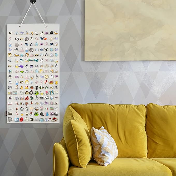 PACMAXI Hanging Brooch Pin Organizer, Display Pins Storage Case, Brooch Collection Storage Holder, Holds Up to 96 Pins.(Not Include Any Accessories) (M-170 Slots, Ivory White, Medium)