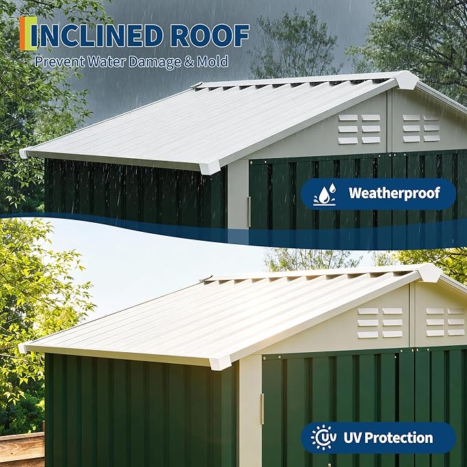 6x4 FT Outdoor Storage Shed, Garden Tool Storage Shed with Sloping Roof and Double Lockable Door, Outdoor Sheds with Panel Protection for Backyard Garden Patio Lawn