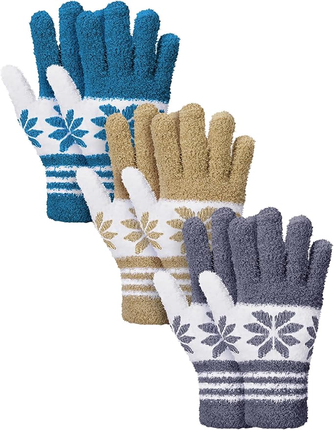 Patelai 3 Pairs Microfiber Plant Dusting Gloves Leaf Cleaning Gloves for Indoor Plants, Blinds, Furniture, House(Blue, Gray, Khaki, White,Medium)