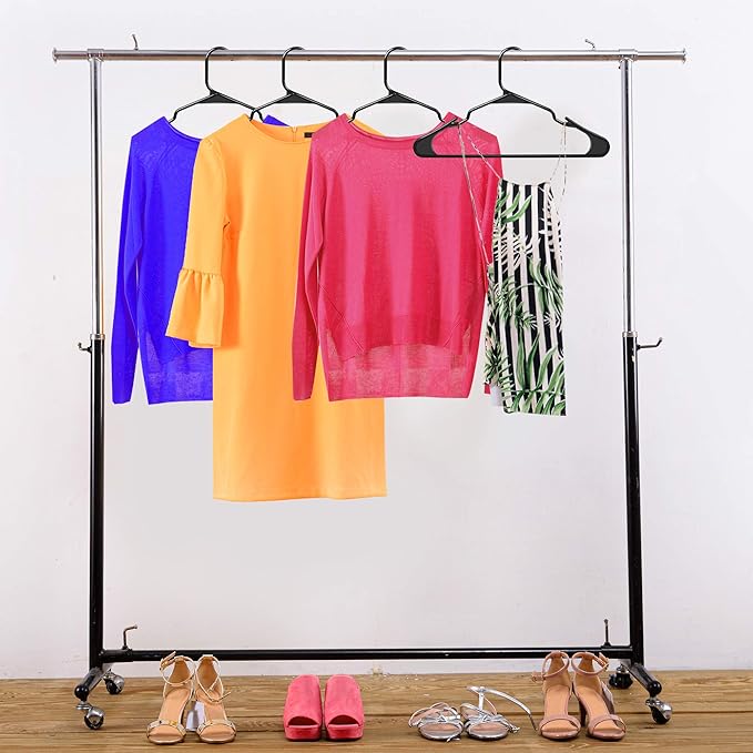 Utopia Home Plastic Hangers 100 Pack - Perfect Space Saving Clothes Hanger - Durable and Strong - Perfect Closet Organizers with Shoulder Grooves (Black)