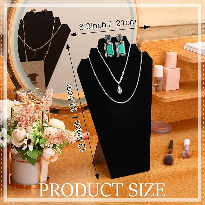 Kigeli 24 Pcs Black Velvet Necklace Display 12.4 Inch Jewelry Display Stand for Selling Tall Necklace Bust Stand Collapsible Jewelry Holder for Store Showcase Organizer Ornament