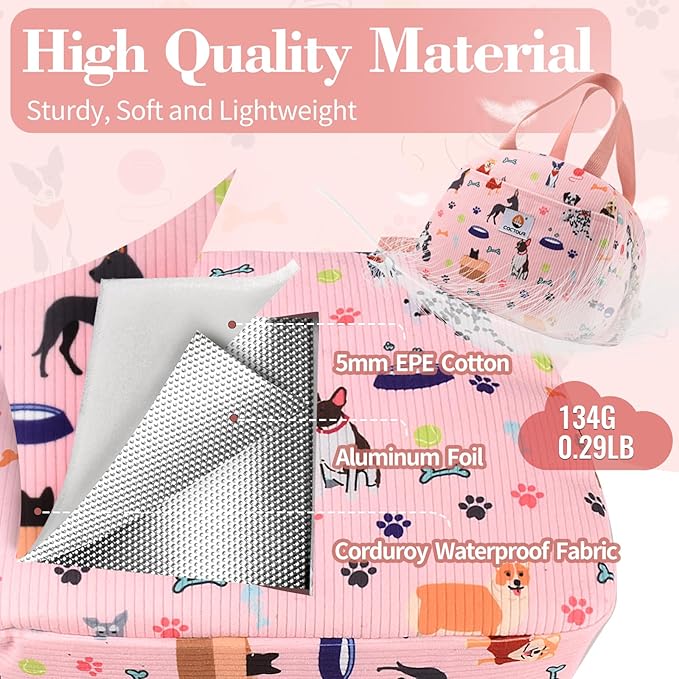 CaCTPUR Lunch Box for Women Girls Teens,Cute Lunch Box Cooler Bag, Portable Insulated Small Lunch Bag Women Reusable Corduroy Lunch Tote for Work/Travel/Picnic/School (Dog Pink,Small)