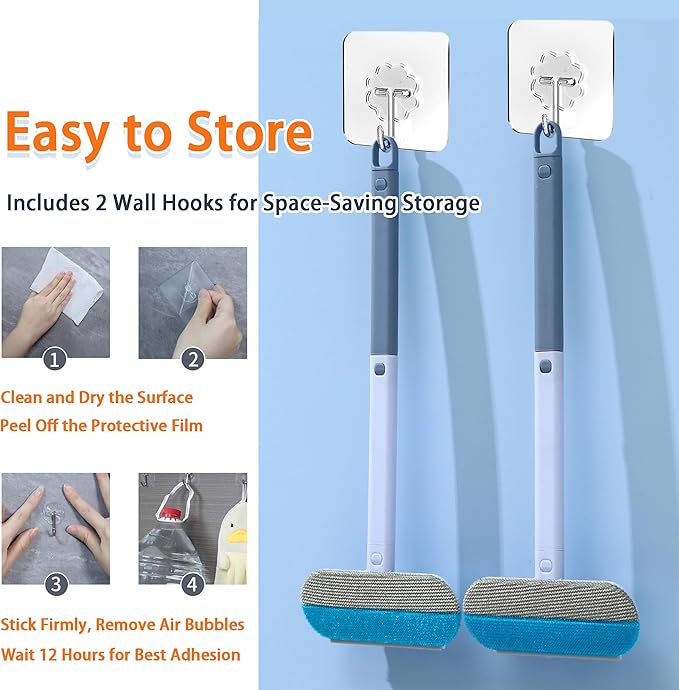 Window Screen Cleaning Brush Kit, Household Wet & Dry Cleaning Tool for Window Screens, Tracks and Frames, Includes Crevice Brush, Corner Brush, Microfiber Cloth and Hooks