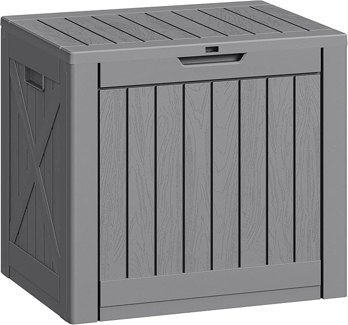 Greesum 40 Gallon Outdoor Deck Box with Lock, Resin Storage Chest for Patio Furniture Cushions, Garden Tools, Pool Toys, Waterproof & UV Resistant, Large Capacity, Gray