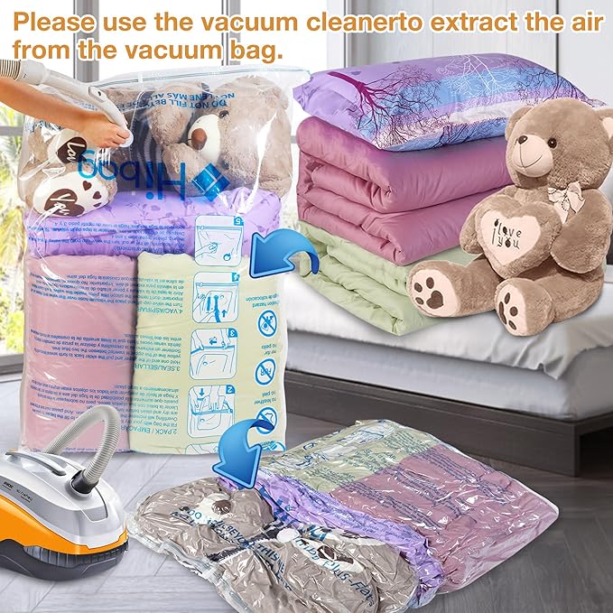 XXL Jumbo 47''X35'' Vacuum Storage Space Saver Bags Extra Large for Blanket, Bedding, Comforters (8 Pack)