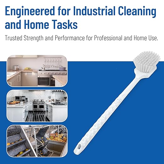 SPARTA 40501EC02 Plastic Large Scrub Brush, Kitchen Brush, Utility Brush With Long Handle For Cleaning, 20 Inches, White