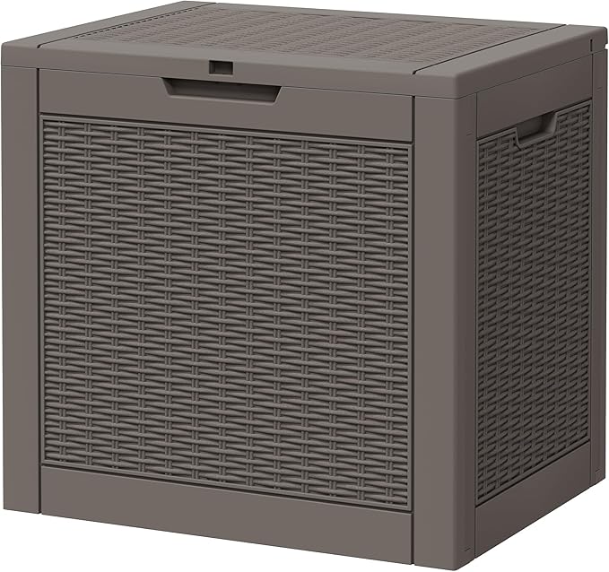 Oudoor Storage Deck Boxes Waterproof, Waterproof and UV Resistant Outdoor Storage Box Lockable Lid for Delivery Box, Indoor, Garden Tools, Pool Supplies, Patio (Grey, 31 Gallon)