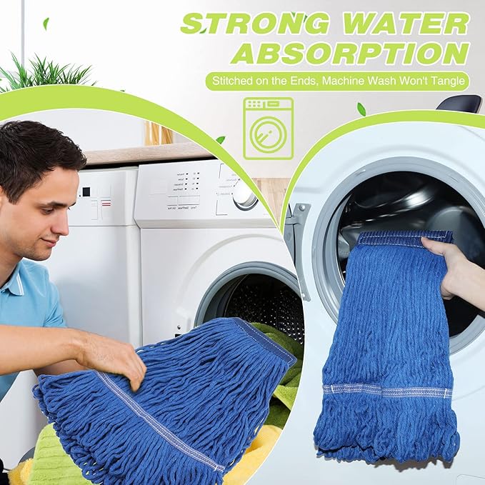 20 Pcs Commercial Mop Head Replacements Bulk, 29 Inch Blue Microfiber Looped End Heavy Duty Mop Heads Cotton String Washable Floor Mophead Refills for Commercial Industrial Home Cleaning