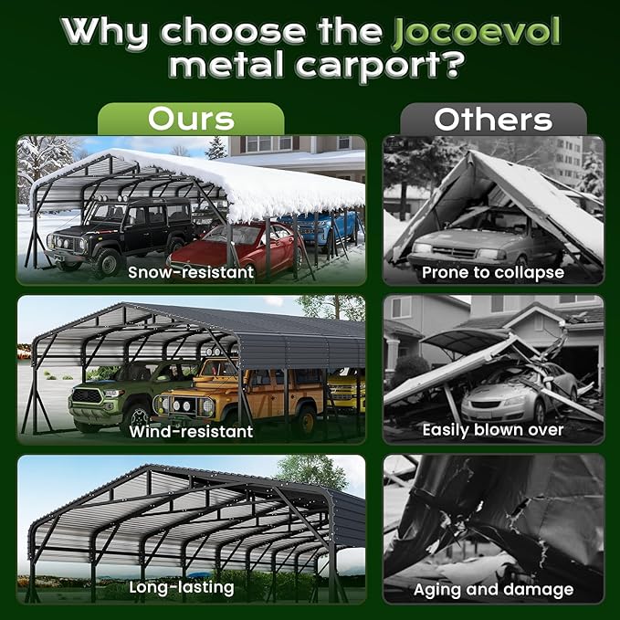 20x40FT Heavy Duty Metal Carport, Outdoor Portable Car Garage w/Reinforced Support Rods & Windproof Ground Anchors, All-Season Versatile Outdoor Shelter for Car, Boats, Truck