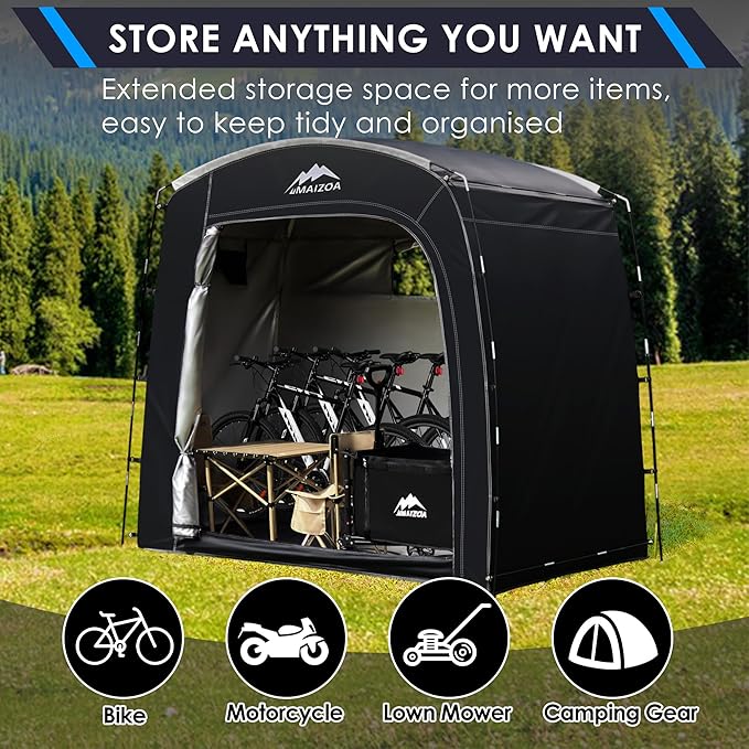 Bike Storage Tent, 90*33.5*75 In,Outdoor Portable Storage Tent,Made of 210D Oxford Cloth PU4000mm Waterproof Fabric, Storage Shed for 2-4 bike,Motorcycles,Garden Tools,Lawn Mower,Various Tools