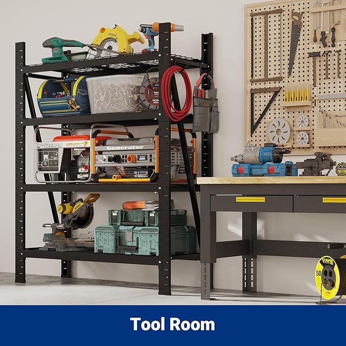 FLEXIMOUNTS 10000LBS 2 Pack Garage Shelving, 4-Tier Heavy Duty Shelving Unit, 23.6" D x 49.6" W x 71" H, Industrial Shelving, Adjustable Storage Shelves for Garage, Basement, Warehouse, Workshop