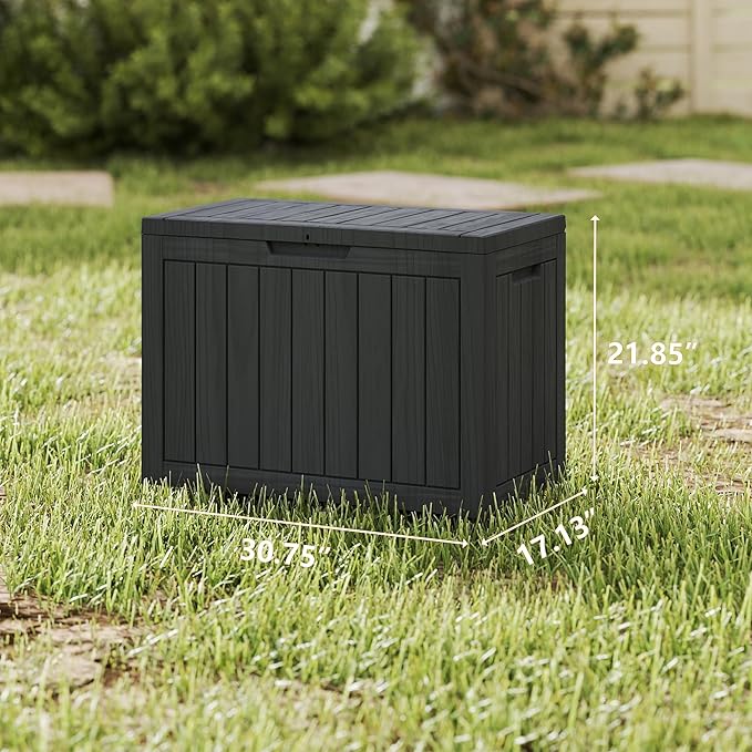 45 Gallon Deck Box Plus,Outdoor Storage Box Lockable,Waterproof for Patio Furniture, Garden Tools, Pool Accessories, Package Delivery Boxes For Outside, Black