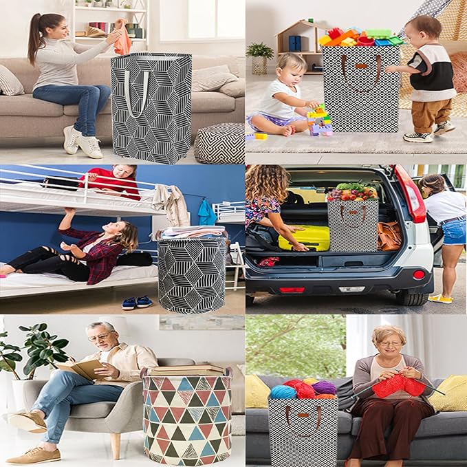 2 Pack Waterproof Laundry Hamper 150L Collapsible Laundry Basket Extended Cotton Handle Laundry Bag Large Clothes Storage Toy Organization for Bathroom Bedroom Laundryroom College Dorms