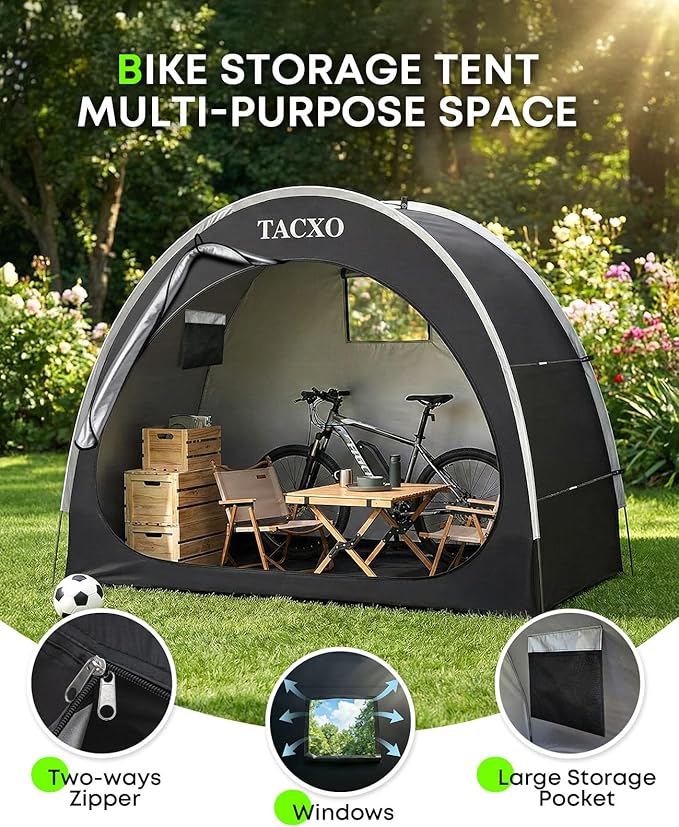 Bike Storage Shed Tent,Bike Cover Waterproof Outdoor Storage Shed with 210D Oxford Fabric PU4000 for 2-3Bikes,Portable Bicycle Shelter for Motorcycle,Garden Tools,Lawn Mower