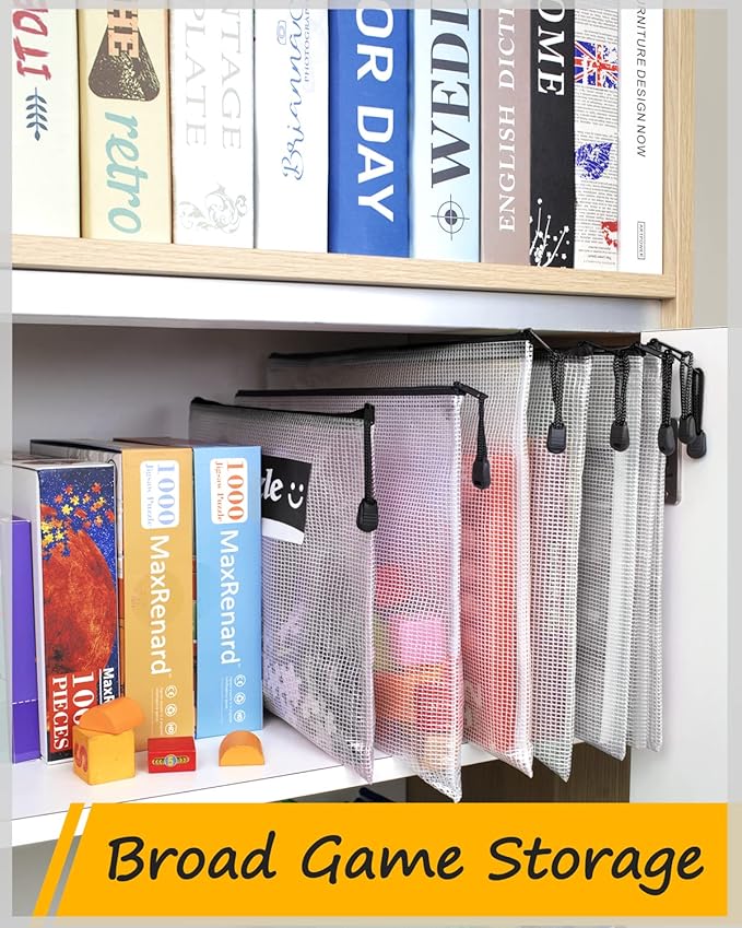 SUNEE Mesh Zipper Pouch 11x15 in (Black, 24 Packs), Extra Large Water-Resistant Zip Bag for School Office Supplies, Puzzles & Games Organizing Storage