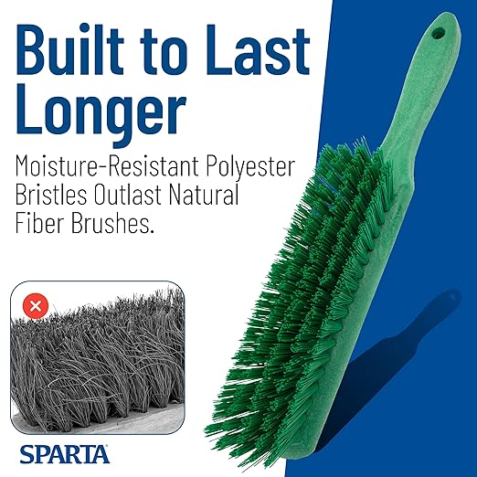 SPARTA Handheld Soft Counter Brush 8 Inch Bristle Span, Multi-Use Dust Brush with 5 Inch Handle for Tables, Countertops, and Delicate Surfaces, Polyester, Green