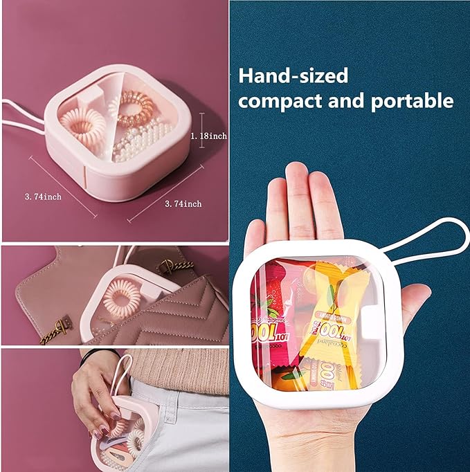 2pcs Hair Tie Organizer Boxes,Small Portable Holder Can Be Stackable Or Hung On The Wall,Best for Ties Storage or Small Items on Desktop, Pink&White