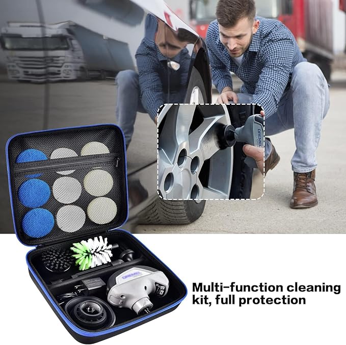 Case for Dremel Versa Power Scrubber Kit Cleaning Tool PC10-07/ PC360-5 Grout Brush, Bathroom Shower Scrub Kitchen & Bathtub Cleaner Holder for More Kinds Spin Scrubbers, Sponge Pads(Box Only)