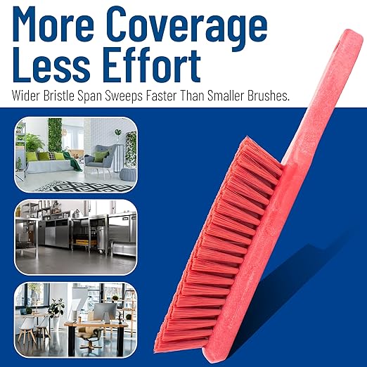 SPARTA Handheld Soft Counter Brush 8 Inch Bristle Span, Multi-Use Dust Brush with 5 Inch Handle for Tables, Countertops, and Delicate Surfaces, Polyester, Red