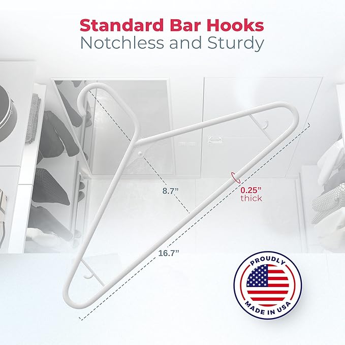 Neaties Plastic Hangers 15 Pack – Made in The USA – 6lb Capacity Standard Clothes Hangers with Strap Hooks for Dresses, Lingerie, Shirts, Pants, and Jackets – Black