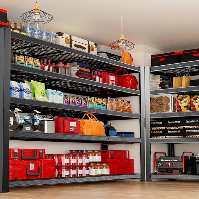 62" W 3050LBS Storage Shelves Unit,5 Tier Heavy Duty Metal Shelving Unit and Storage Large Rack,72" H x62 W x24 D Adjustable Metal Shelving Unit,Garage Shelves for Basement,Warehouse