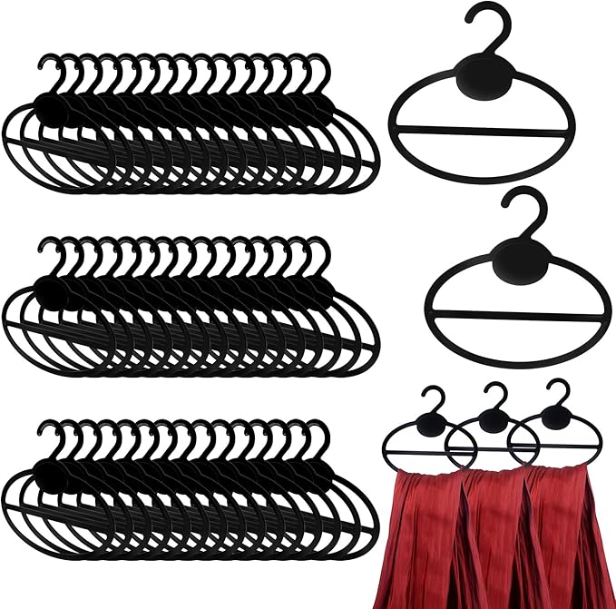 RP Remarkable Power, 50 Pack Black Scarf Hanger Plastic Scarf Holders Scarves Ties Organizers for Headscarves Clothing Sorting Storing