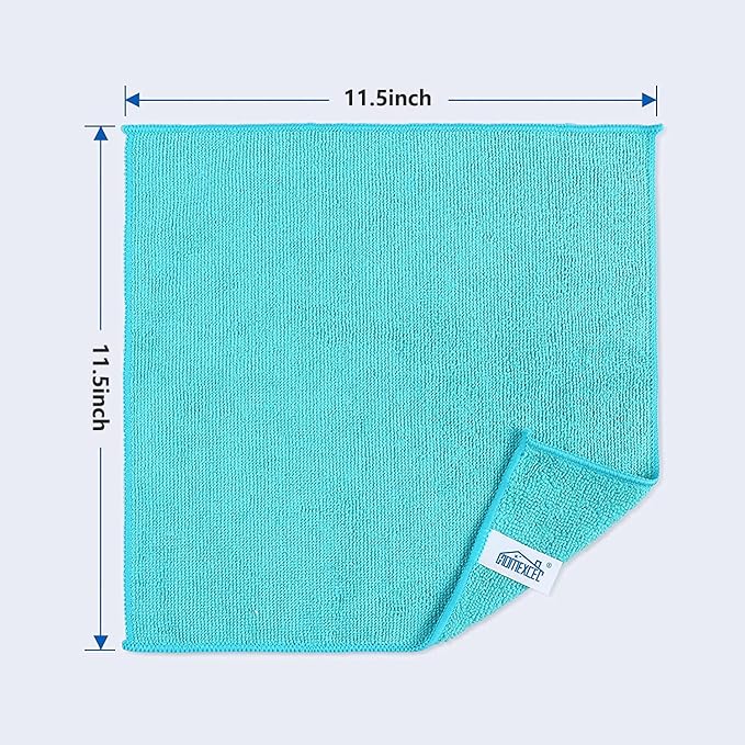 HOMEXCEL Microfiber Cleaning Cloth, 8 Pack Cleaning Rags, Cleaning Towels with 4 Color Assorted, 11.5"X11.5"(Green/Blue/Yellow/Pink)