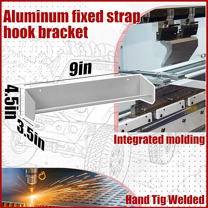 Tie Down Hanger Holder Aluminum Rack Wall Mounted Ratchet Strap Tie-Down Hanger for Enclosed Race Trailer Garage Shop Storage Organizer- Holds Tie Downs Ratchet Straps Bungee Cords 17" Lx 3" Wx 3" H