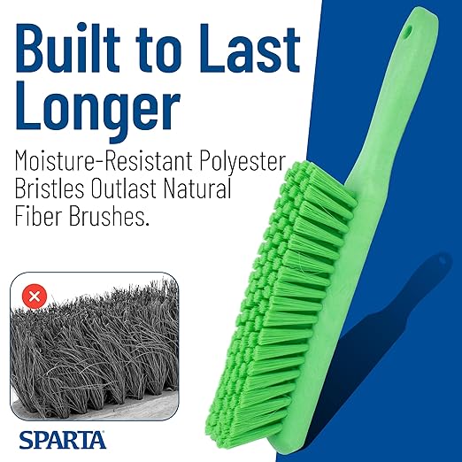 SPARTA Handheld Soft Counter Brush 8 Inch Bristle Span, Multi-Use Dust Brush with 5 Inch Handle for Tables, Countertops, and Delicate Surfaces, Polyester, Lime