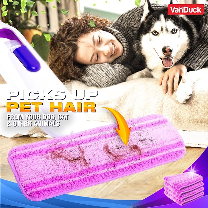 VanDuck Reusable Mop Pads Compatible with Swiffer PowerMop (6 Pack) - Multi-Surface Mopping Pad Refills for Hardwood Floor Cleaning