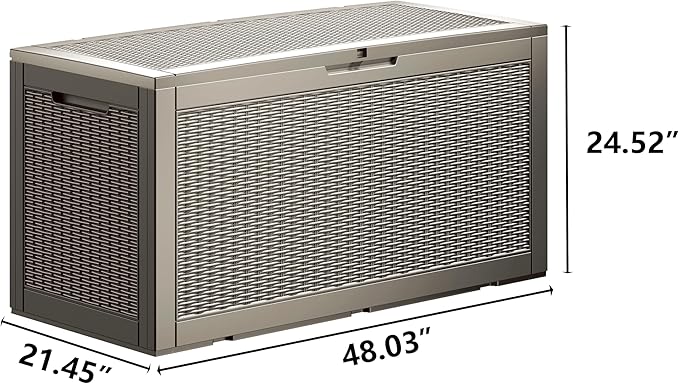 Outdoor Storage Box, 100 Gallon Resin Deck Box Waterproof for Patio Furniture, Garden Tools and Pool Accessories, Lockable UV-Resistant Storage Bin Bench Cabinet for Outside, Grey