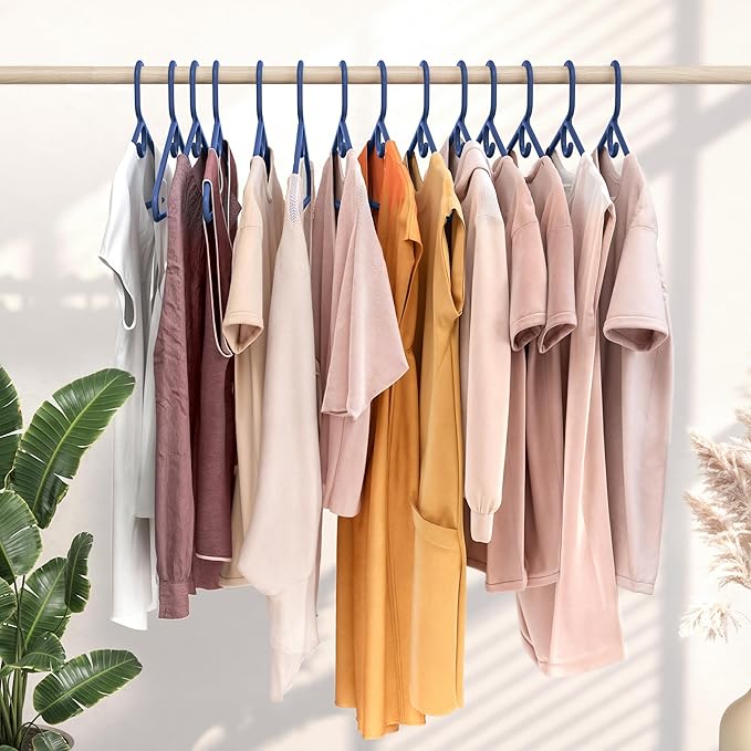 NEATERIZE Ultra Heavy Duty Plastic Clothes Hangers - Navy - Durable Coat, Suit and Clothes Hanger. Perchas De Ropa (38 Pack - Navy)