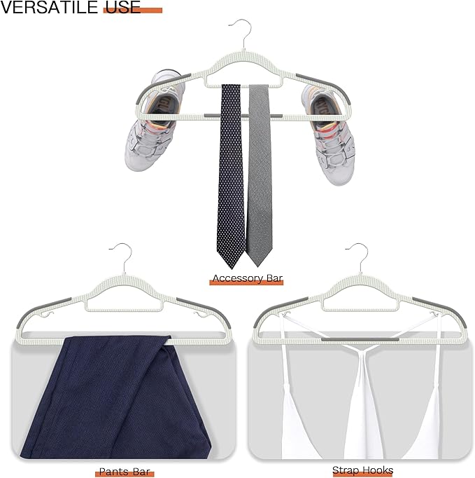 20 Pack Heavy Duty Plastic Hangers, Non Slip Clothes Hangers with Rubber Pads and 360° Hook - Thin Space Saving Hanger, Closet Organizer for Shirt, Pants, Suit, Skirt,Coat - Gray