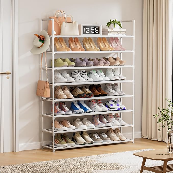 OYREL 8 Tier Shoe Rack Organizer Large Shoe Storage Rack for Closet Entryway Shoe Holder Space Saving Shoe Shelf Shoe Stand Tall Shoe Tower Metal Shoe Rack Holds up to 32-40 Pairs of Shoes